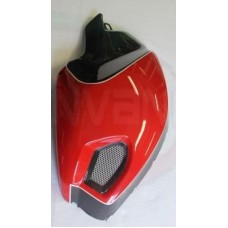 CARBONVANI - DUCATI MONSTER M696 / M796 / M1100 CARBON FIBER RH FUEL TANK SIDE PANEL WITH FRAME AND MESH RED COLOUR AND WHITE CONTOUR